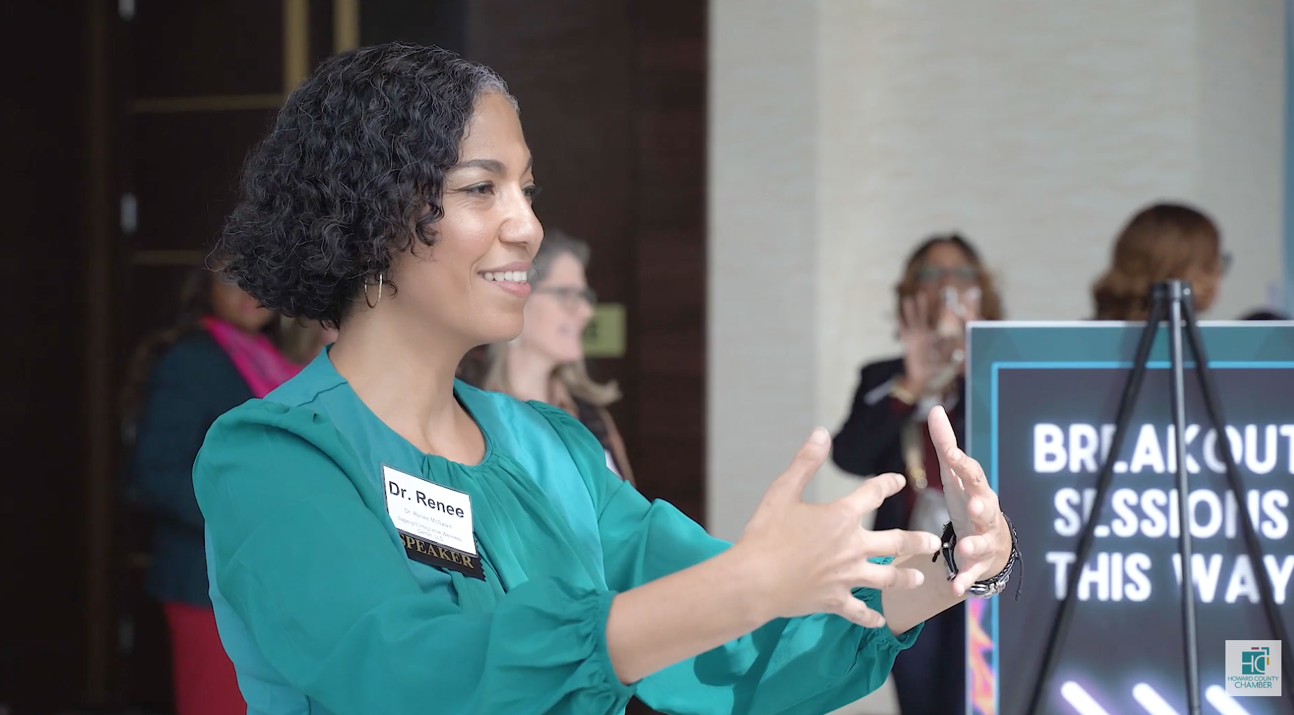 Dr. Renee McSwain speaking at Howard County Chamber event